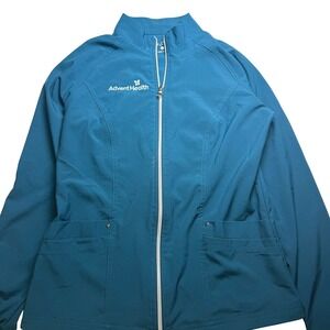 AdventHealth Logo Womens XS Caribbean Blue Full Zip Scrub Jacket